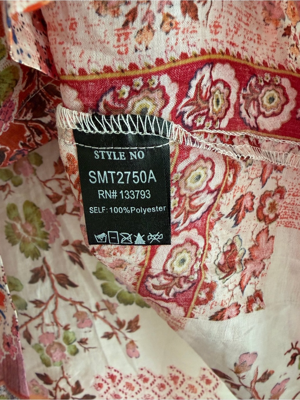 POL Pink Floral Patchwork Print Long Sleeve Button Down Shirt Size L - Picture 5 of 5